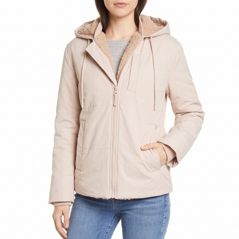 VINCE QUILTED FAUX SHEARLING WOMEN JACKET SIZE S